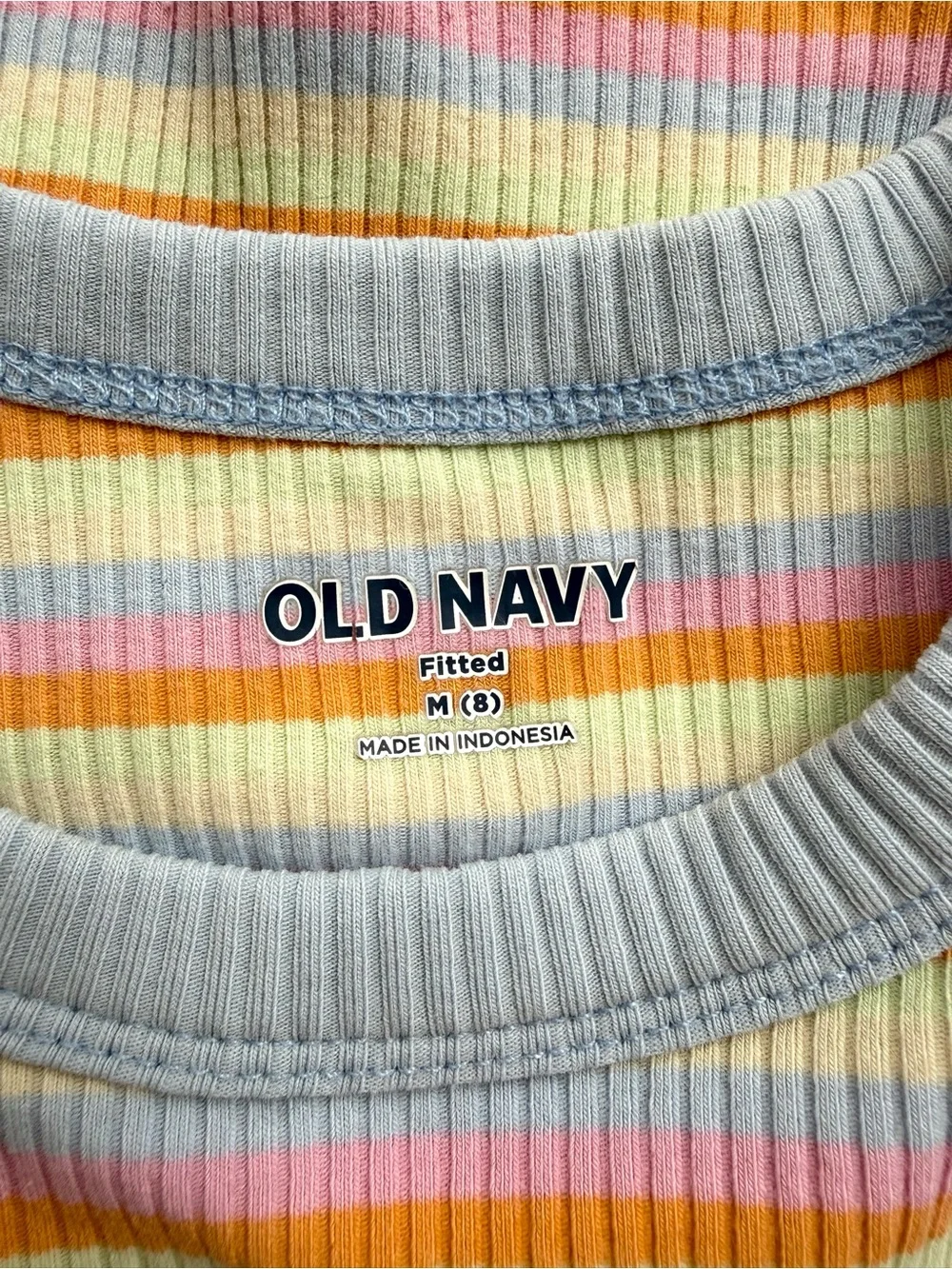 Old Navy Girls Pastel Striped Ribbed Dress Size 8